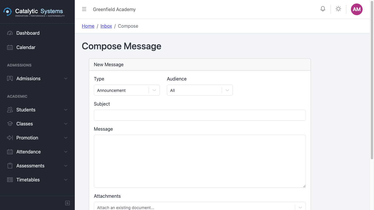 Compose message form